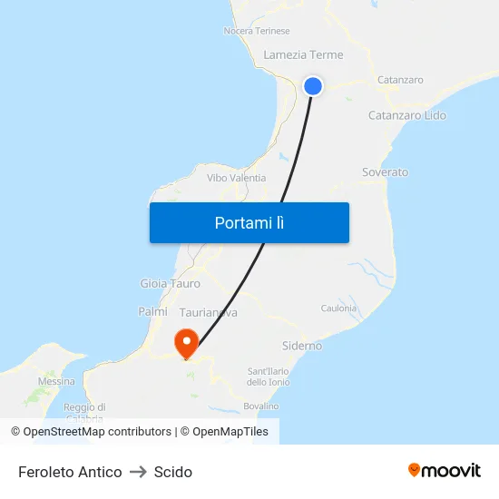 Feroleto Antico to Scido map