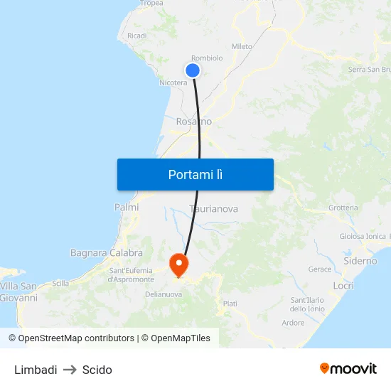 Limbadi to Scido map