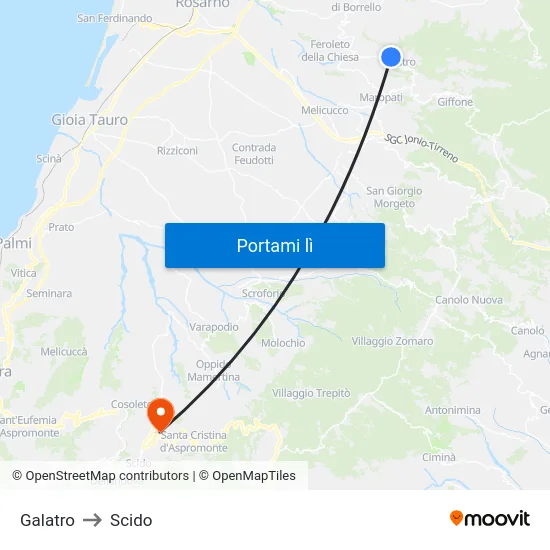 Galatro to Scido map