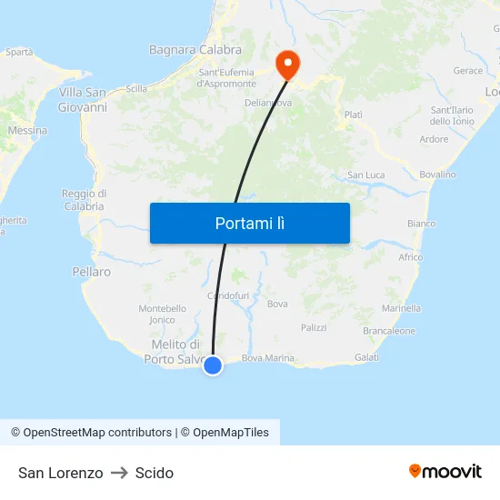 San Lorenzo to Scido map