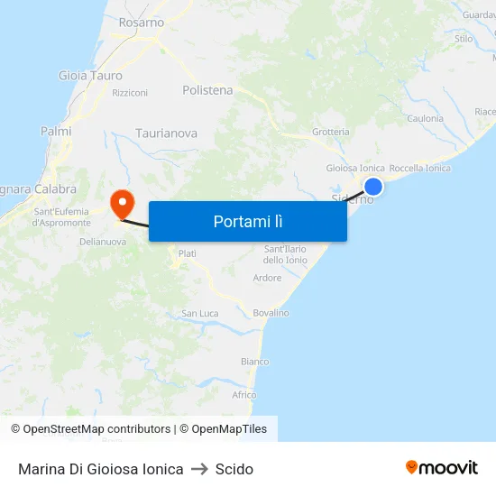 Marina Di Gioiosa Ionica to Scido map