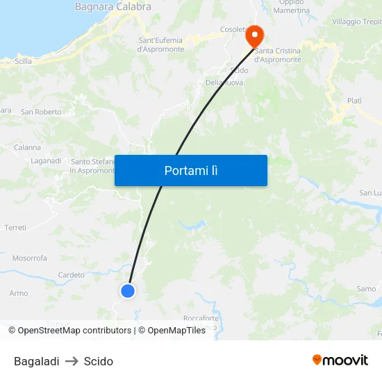 Bagaladi to Scido map