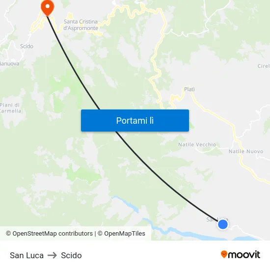 San Luca to Scido map