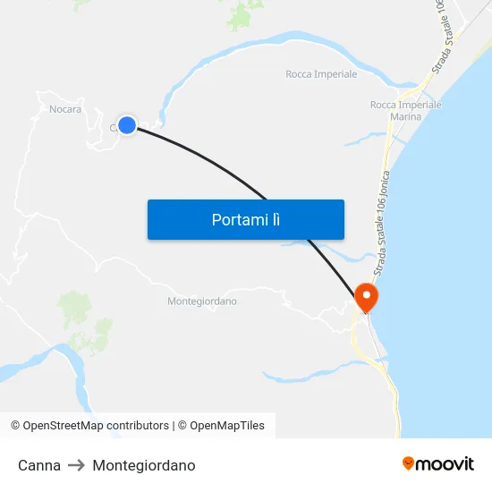 Canna to Montegiordano map