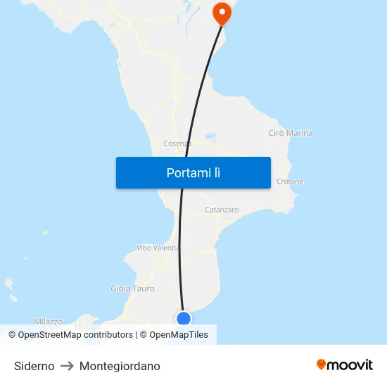 Siderno to Montegiordano map