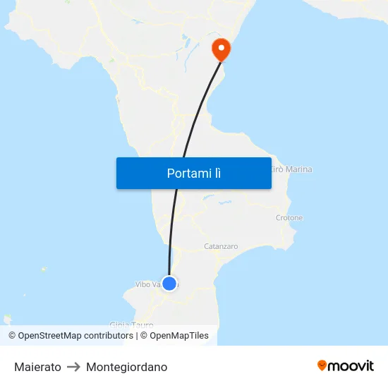 Maierato to Montegiordano map