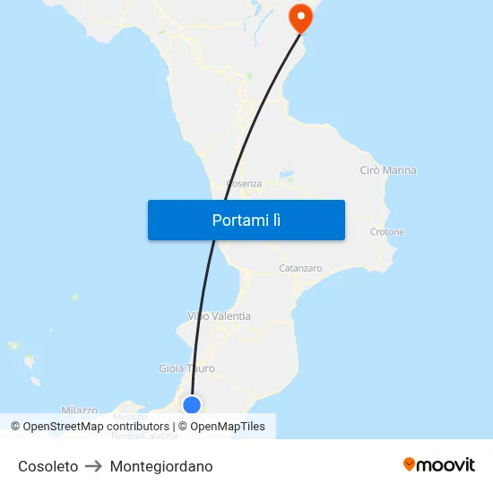 Cosoleto to Montegiordano map