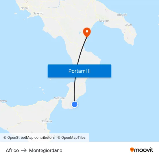 Africo to Montegiordano map