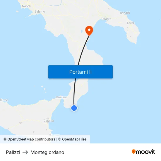 Palizzi to Montegiordano map