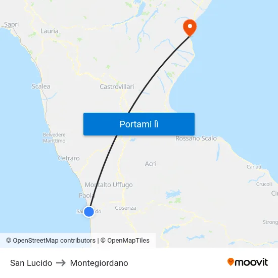 San Lucido to Montegiordano map