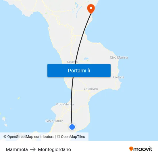 Mammola to Montegiordano map