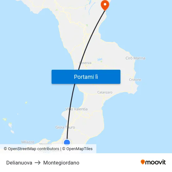 Delianuova to Montegiordano map