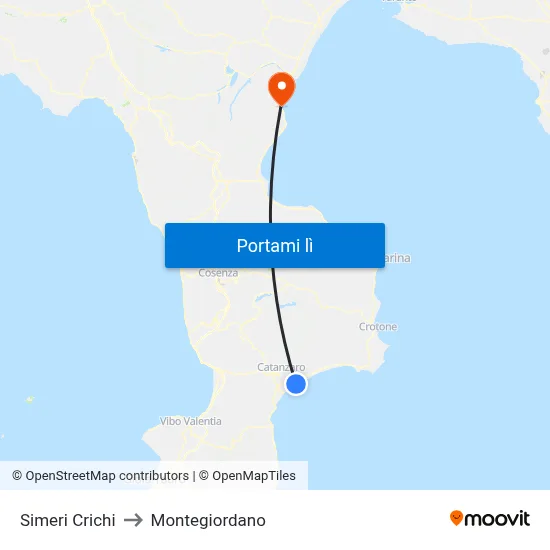 Simeri Crichi to Montegiordano map