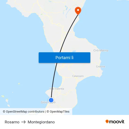 Rosarno to Montegiordano map