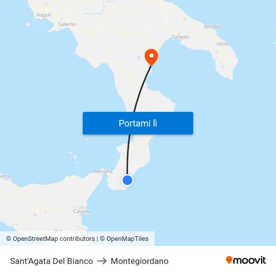 Sant'Agata Del Bianco to Montegiordano map