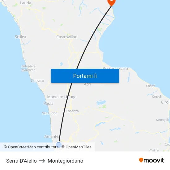 Serra D'Aiello to Montegiordano map