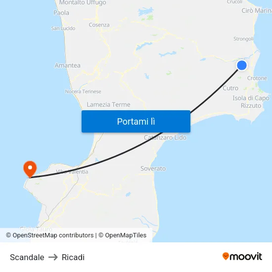 Scandale to Ricadi map