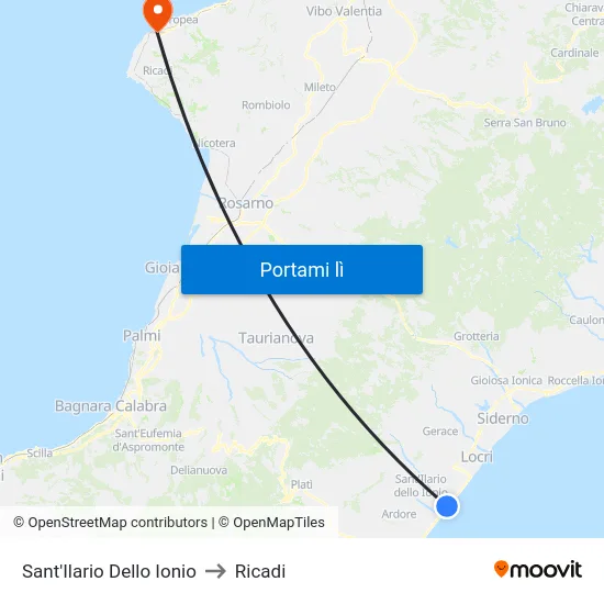 Sant'Ilario Dello Ionio to Ricadi map