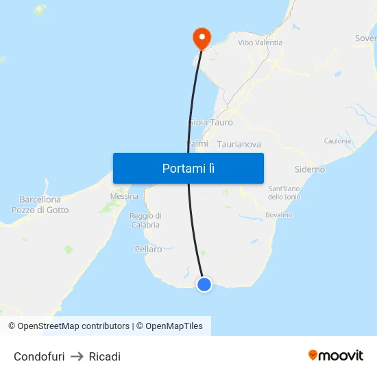Condofuri to Ricadi map