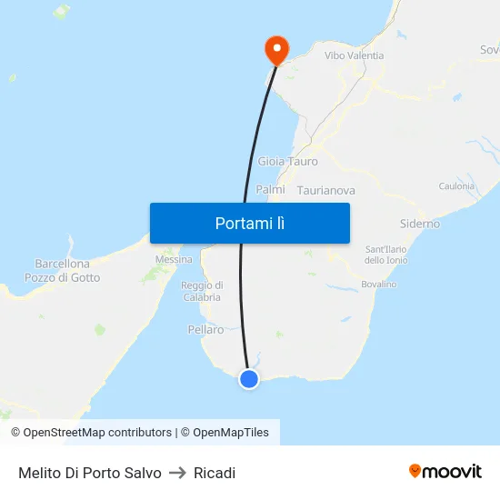 Melito Di Porto Salvo to Ricadi map