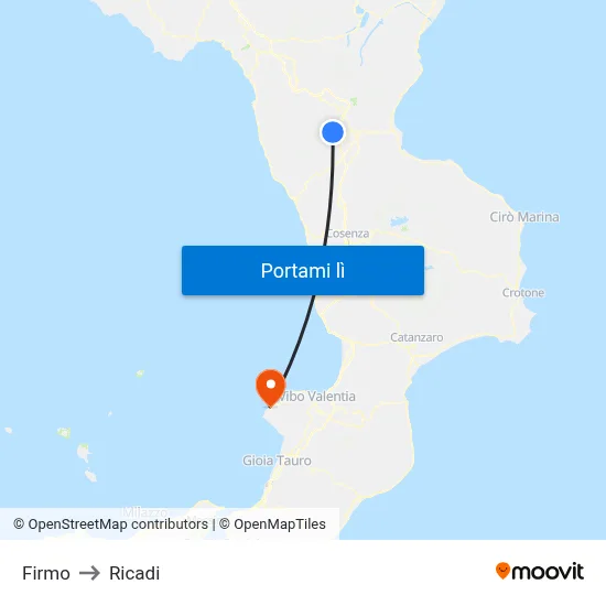 Firmo to Ricadi map