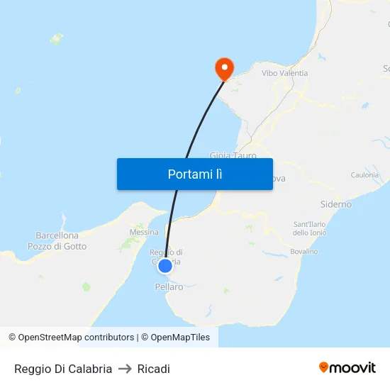 Reggio Di Calabria to Ricadi map