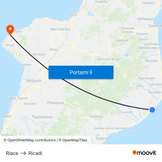 Riace to Ricadi map