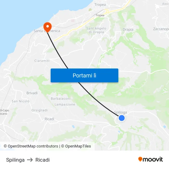 Spilinga to Ricadi map