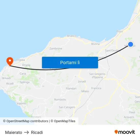 Maierato to Ricadi map