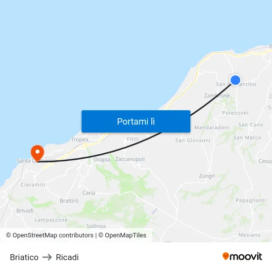 Briatico to Ricadi map