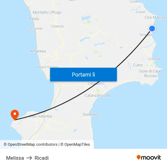 Melissa to Ricadi map