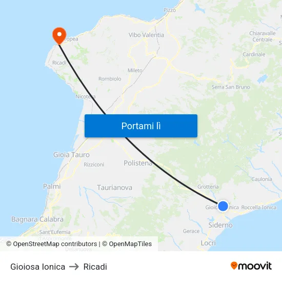 Gioiosa Ionica to Ricadi map