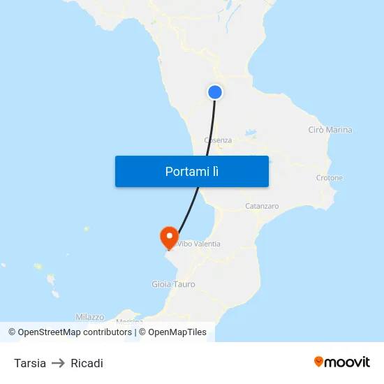 Tarsia to Ricadi map