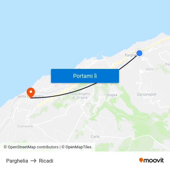 Parghelia to Ricadi map