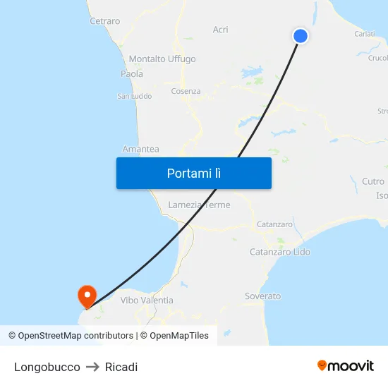 Longobucco to Ricadi map
