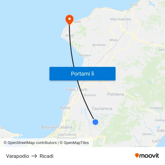 Varapodio to Ricadi map