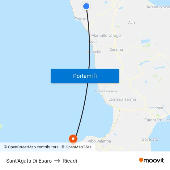 Sant'Agata Di Esaro to Ricadi map