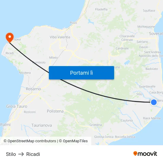 Stilo to Ricadi map