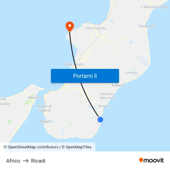 Africo to Ricadi map