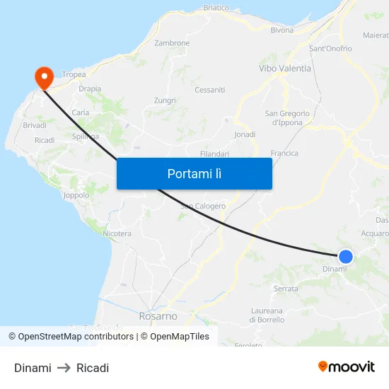 Dinami to Ricadi map