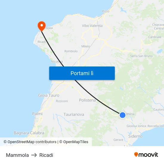Mammola to Ricadi map