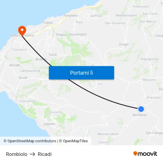 Rombiolo to Ricadi map