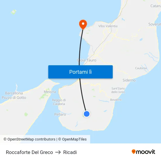 Roccaforte Del Greco to Ricadi map