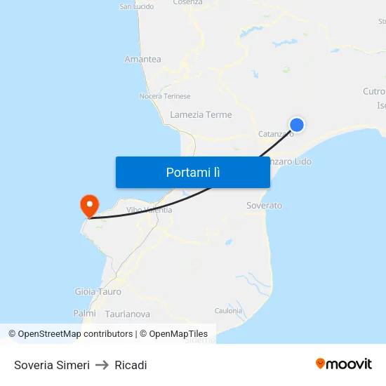 Soveria Simeri to Ricadi map