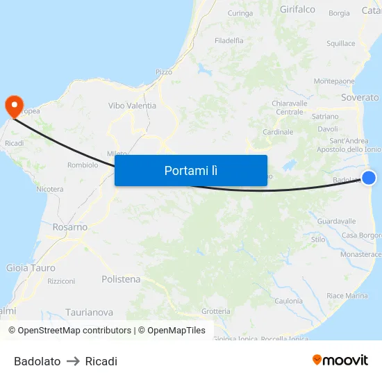 Badolato to Ricadi map