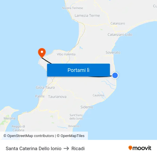 Santa Caterina Dello Ionio to Ricadi map