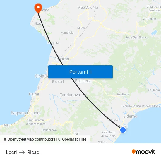 Locri to Ricadi map