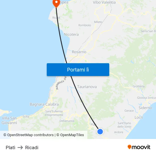 Platì to Ricadi map