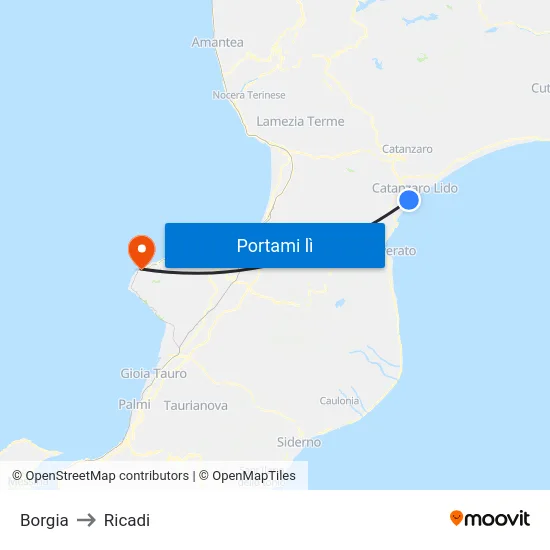 Borgia to Ricadi map