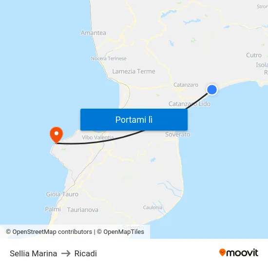 Sellia Marina to Ricadi map